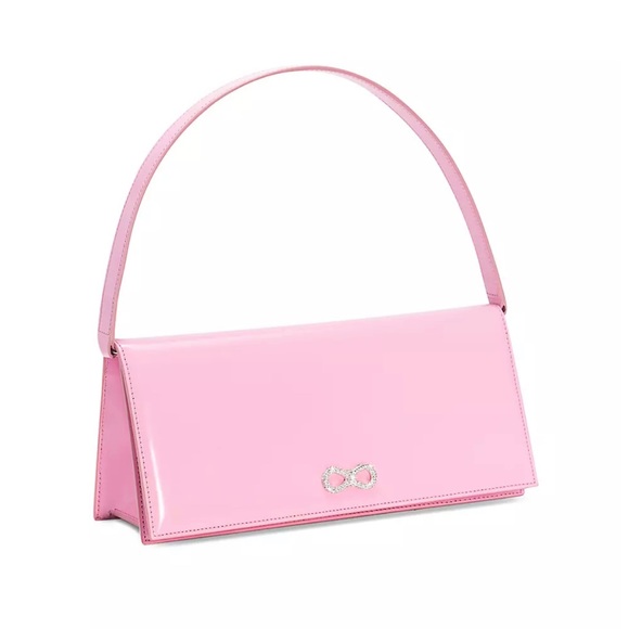 Mach & Mach Crystal Bow Patent Leather Baguette Bag - Picture 1 of 16
